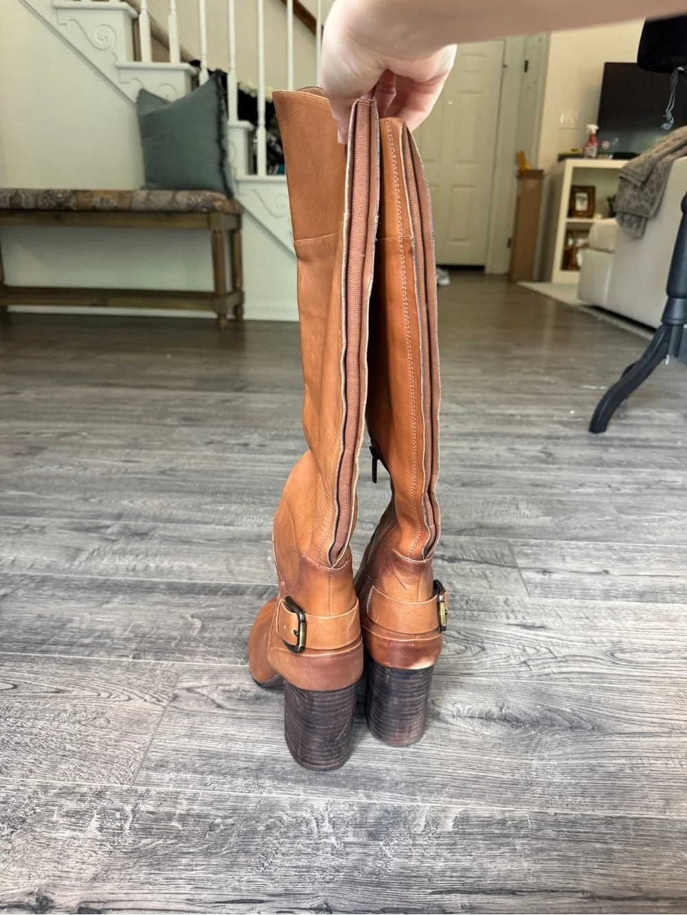 Vince Camuto Cognac Leather Over-the-Knee Boots